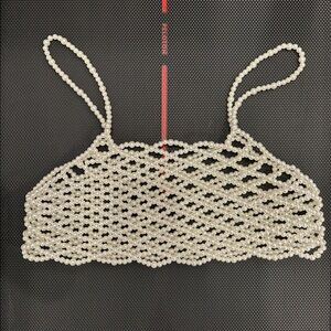 Elegant Pearl Beaded Crop Top